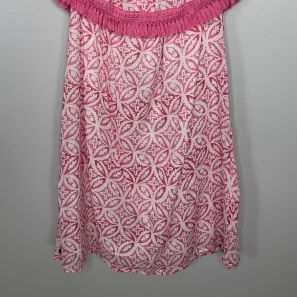 Hatley Olivia Dress Small Pink White Off Shoulder Organic Cotton Tassel‎ Trim - Picture 10 of 15